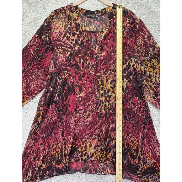 Miraclesuit‎ Womens Large Coverup V Neck Colorful Pink Purple Sheer Resort - Picture 5 of 11